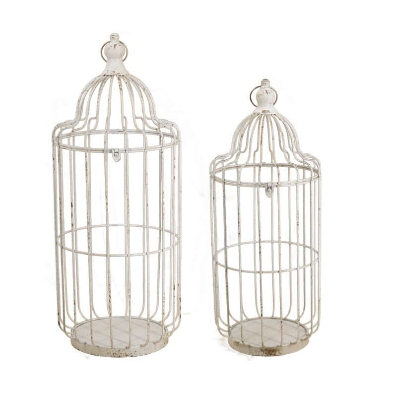 Artekko Lantern Μεταλλικά Φανάρια Κλουβιά σε Λευκή Πατίνα (26.7x26.7x67.3)cm (22.9x22.9x57.1)cm 2pcs