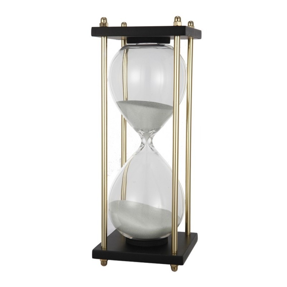Artekko Hourglass Κλεψύδρα Διακοσμητική Γυαλί Μέταλλο Μαύρο Χρυσό (9.8x9.8x23)cm