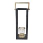 Artekko Lantern Φανάρι Διακοσμητικό Ξύλο/Μέταλλο Μαύρο/Χρυσό (26x21x64)cm