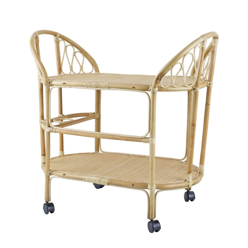 Artekko Rattan Τρόλεϊ - Μπαρ από Ρατάν σε Φυσική Απόχρωση (91.4x53.9x86.4)cm
