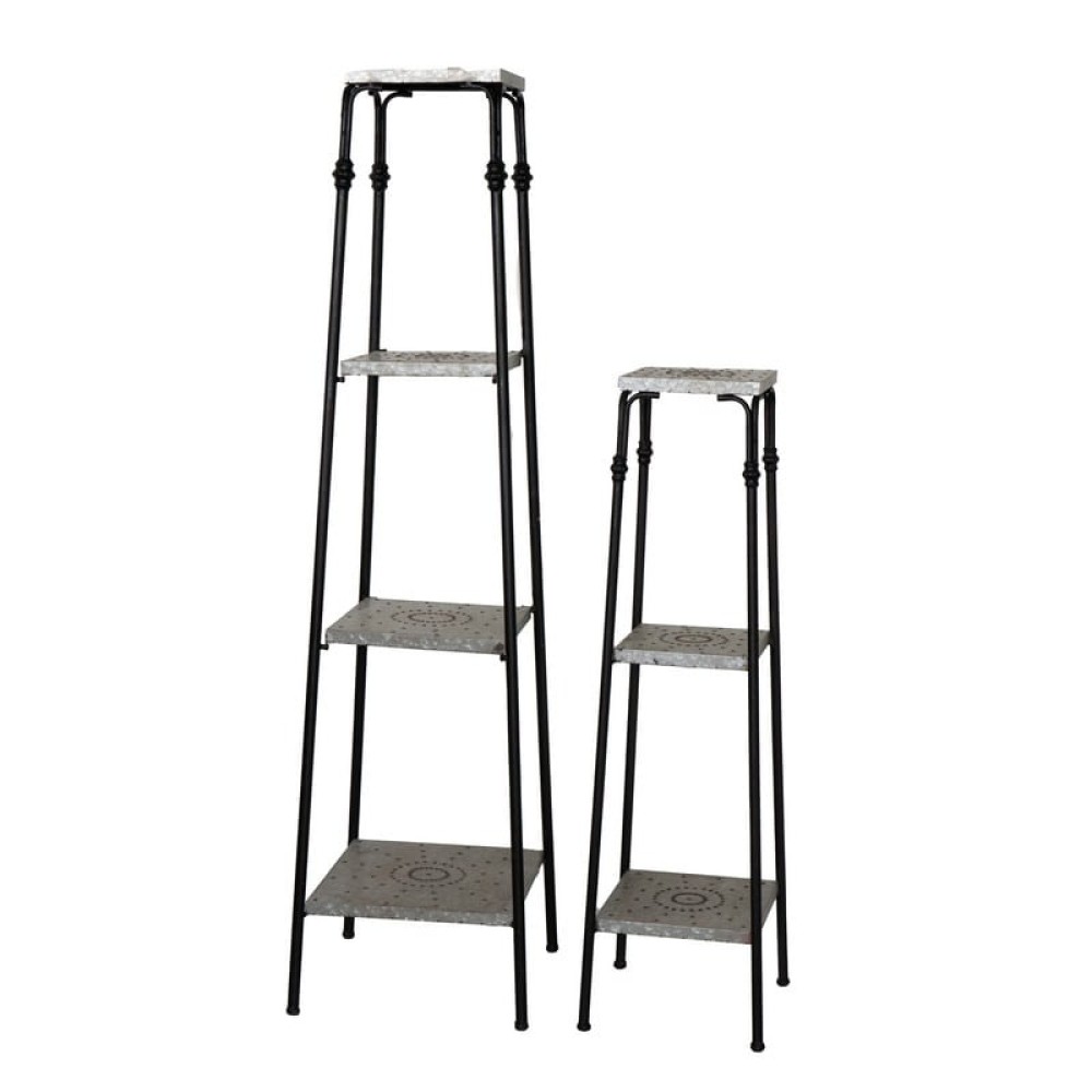 Artekko Seep Βιλιοθήκη Ραφιέρα Μέταλλο Μαύρο Γκρι (37x37x146)cm Σετ/2