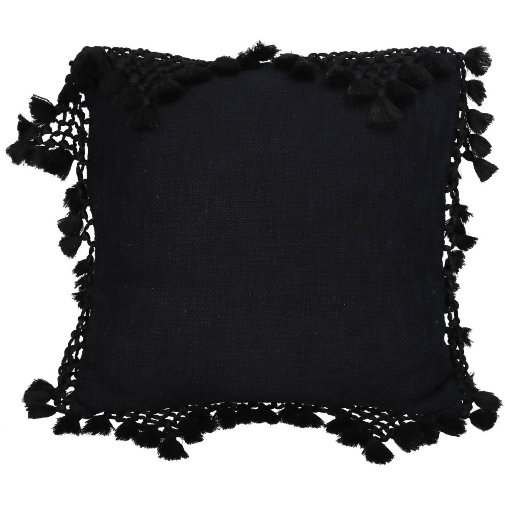 Μαξιλάρι ArteLibre Με Φούντες Μαύρο Βαμβακερό 45x45cm