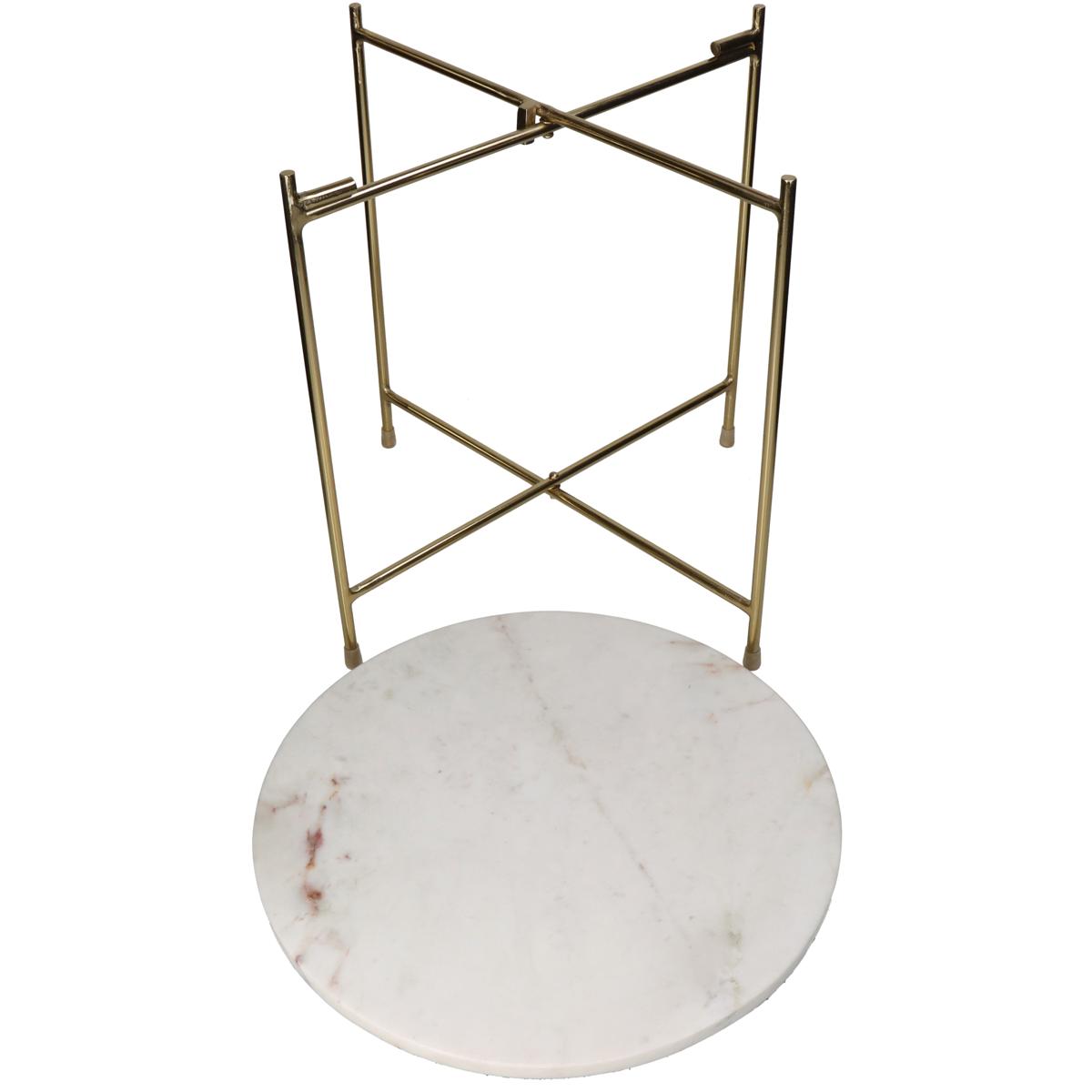 Τραπεζάκι ArteLibre Λευκό Μάρμαρο/Μέταλλο 40x40x40cm