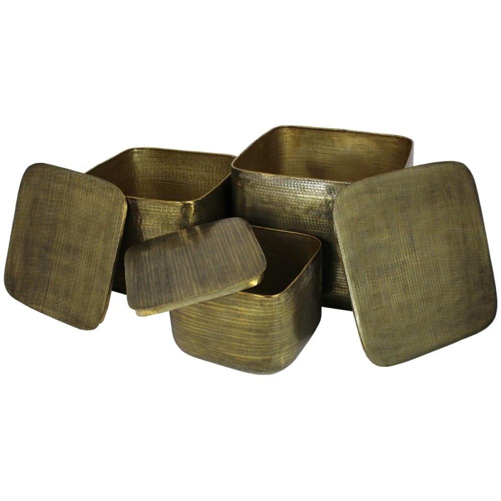 Τραπεζάκι-Κασπώ ArteLibre Χρυσό Μέταλλο 51x51x43cm Σετ 3Τμχ