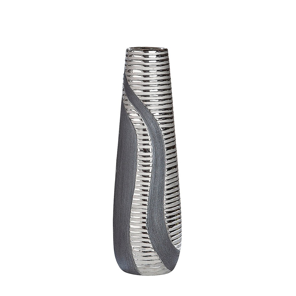 Βάζο ArteLibre Ασημί/Γκρι Κεραμικό 14x14x49cm Βάζο ArteLibre Ασημί/Γκρι Κεραμικό 14x14x49cm