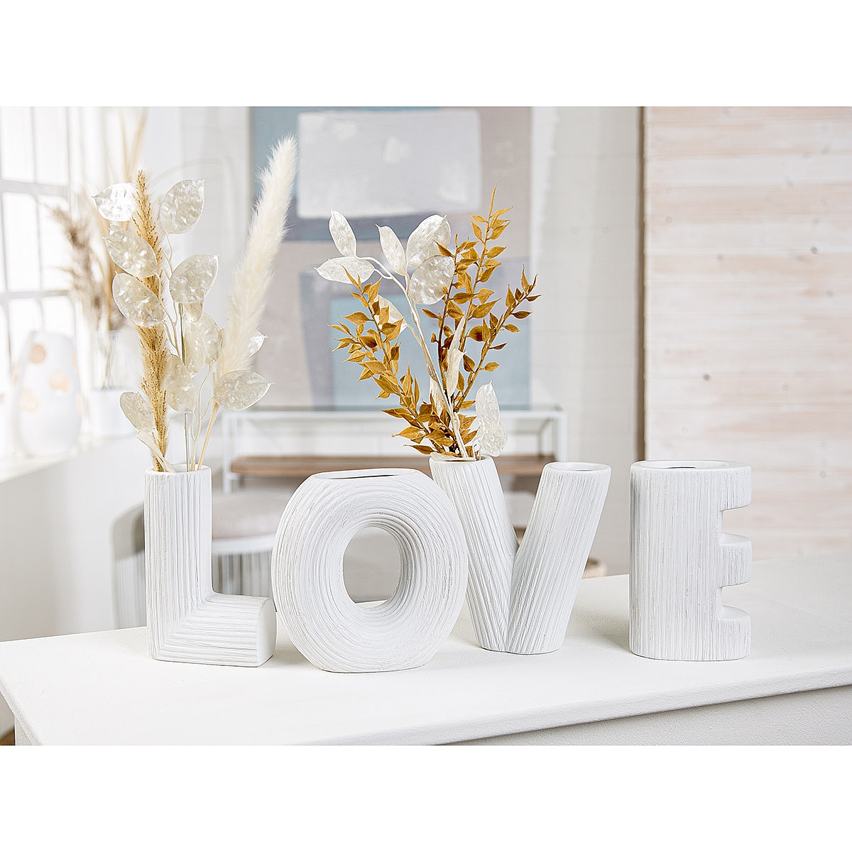 Βάζο ArteLibre 'LOVE' Λευκό Κεραμικό Υ15cm Σετ 4Τμχ