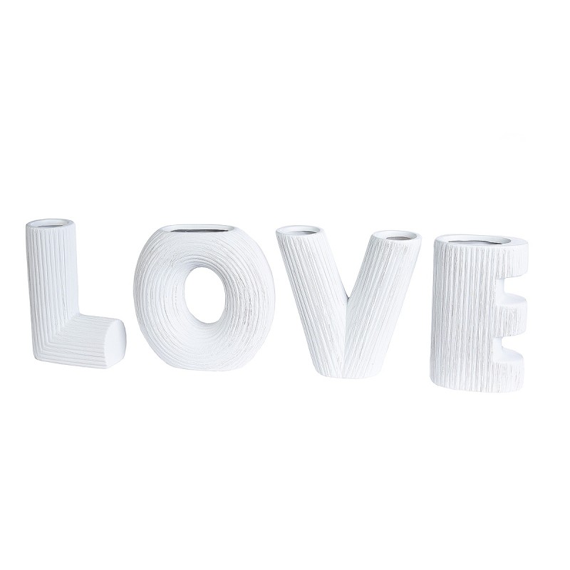 Βάζο ArteLibre 'LOVE' Λευκό Κεραμικό Υ15cm Σετ 4Τμχ