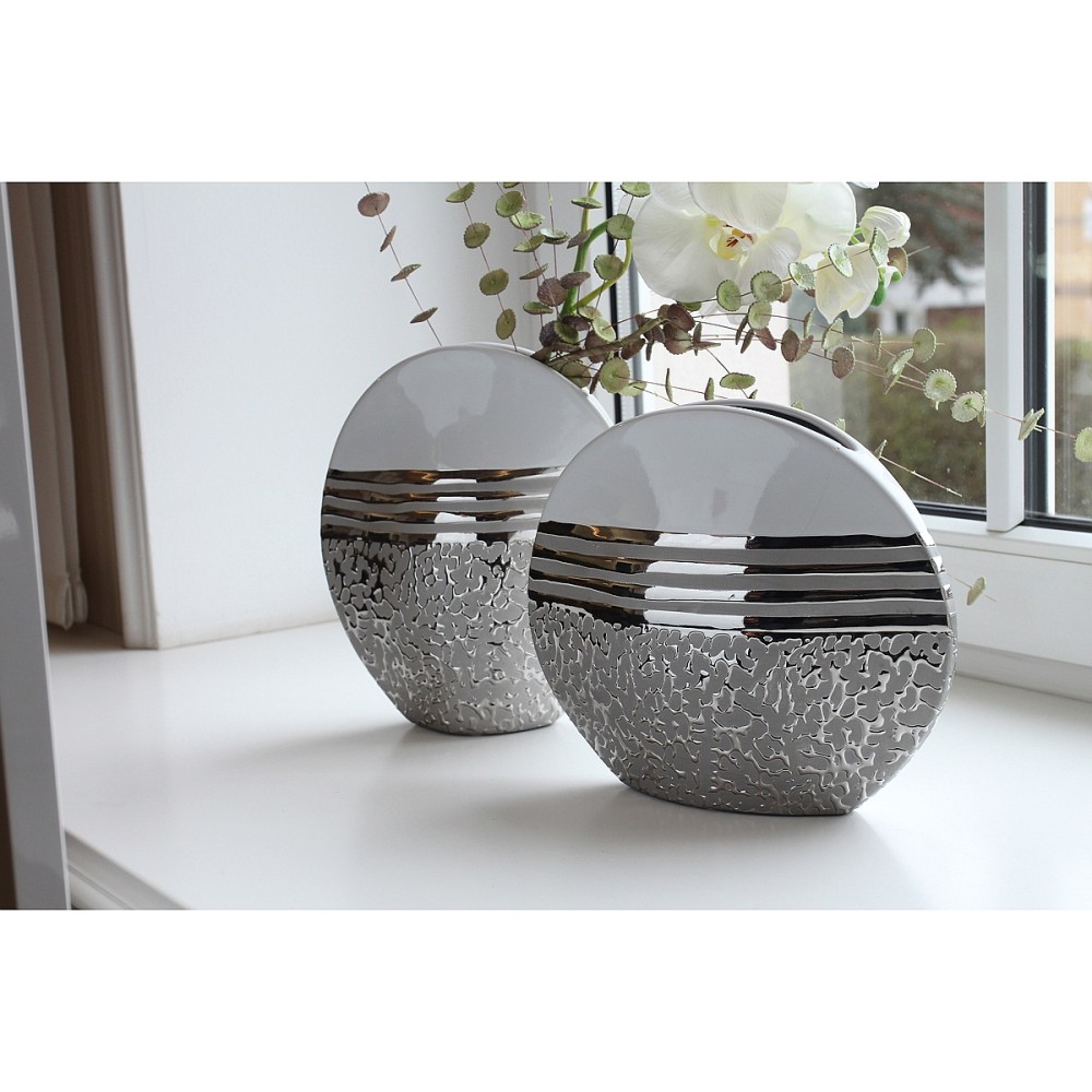 Βάζο ArteLibre Λευκό/Ασημί Κεραμικό 10x20.5x25cm Βάζο ArteLibre Λευκό/Ασημί Κεραμικό 10x20.5x25cm