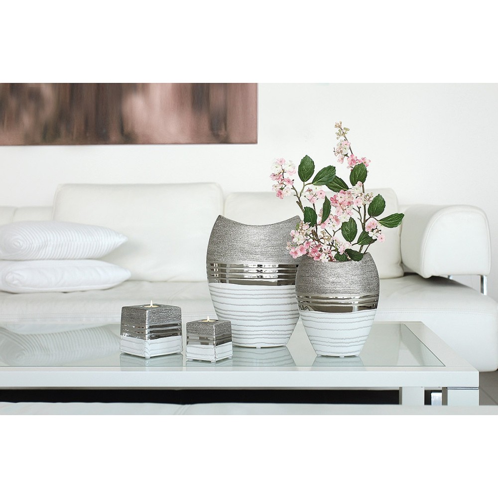 Βάζο ArteLibre Ασημί Κεραμικό 13.5x24x29.5cm Βάζο ArteLibre Ασημί Κεραμικό 13.5x24x29.5cm