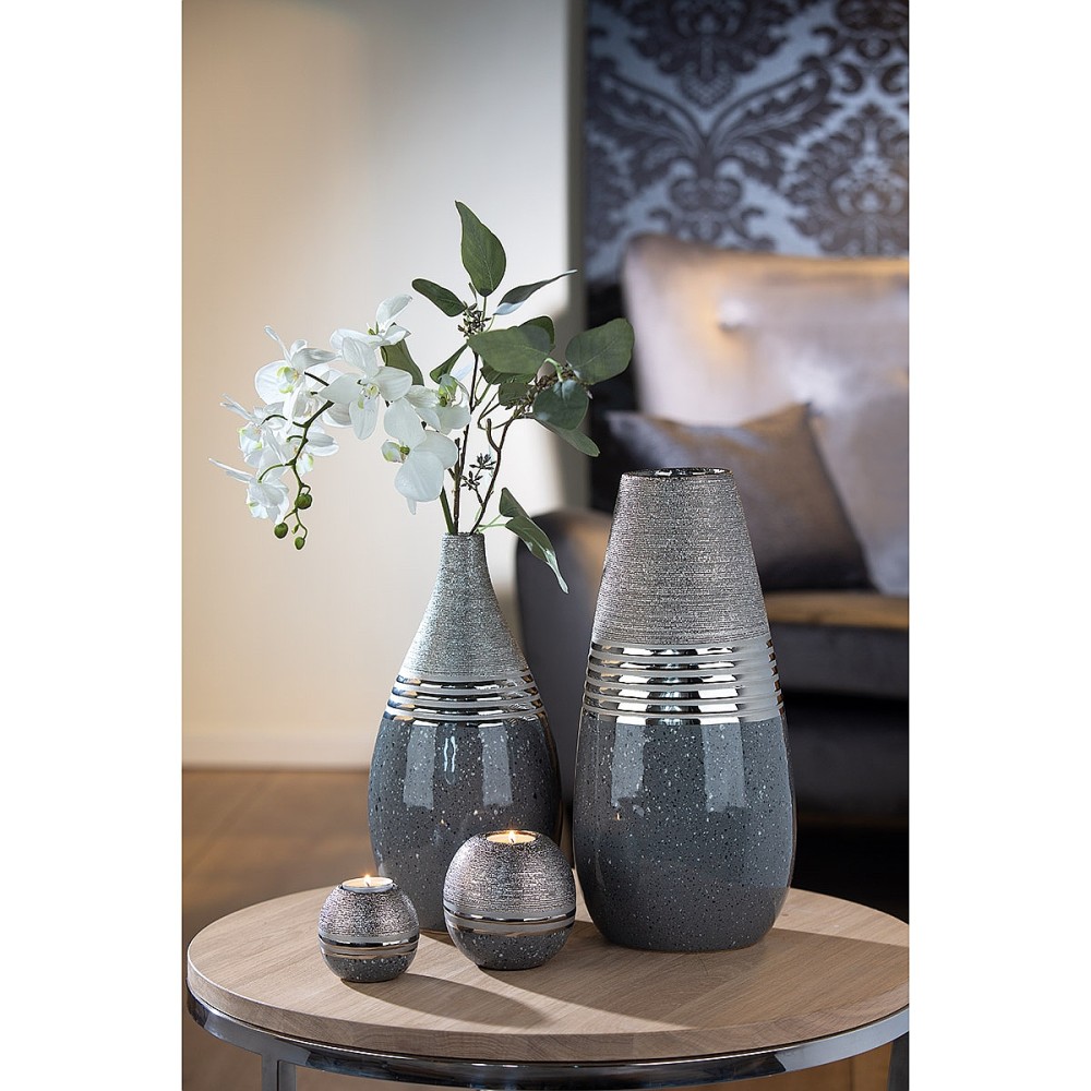 Βάζο ArteLibre Ασημί/Γκρι Κεραμικό 13x13x30cm Βάζο ArteLibre Ασημί/Γκρι Κεραμικό 13x13x30cm