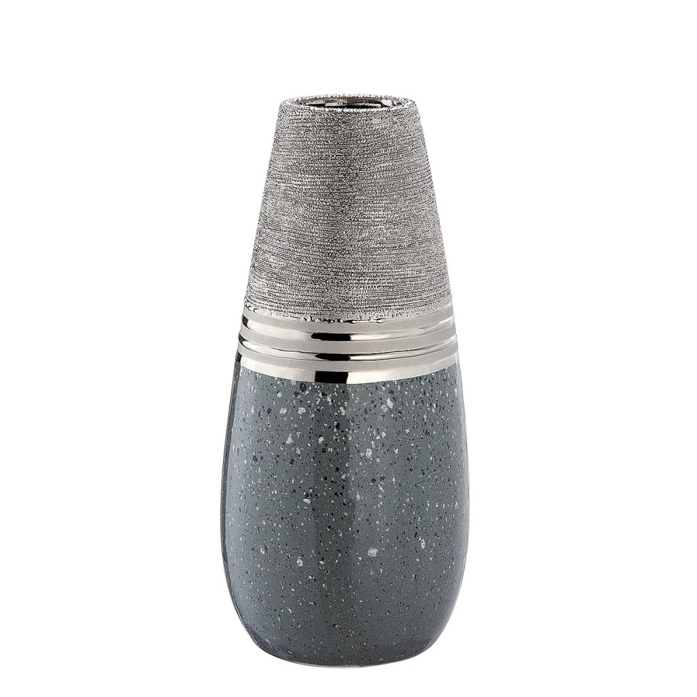 Βάζο ArteLibre Ασημί/Γκρι Κεραμικό 13x13x30cm Βάζο ArteLibre Ασημί/Γκρι Κεραμικό 13x13x30cm
