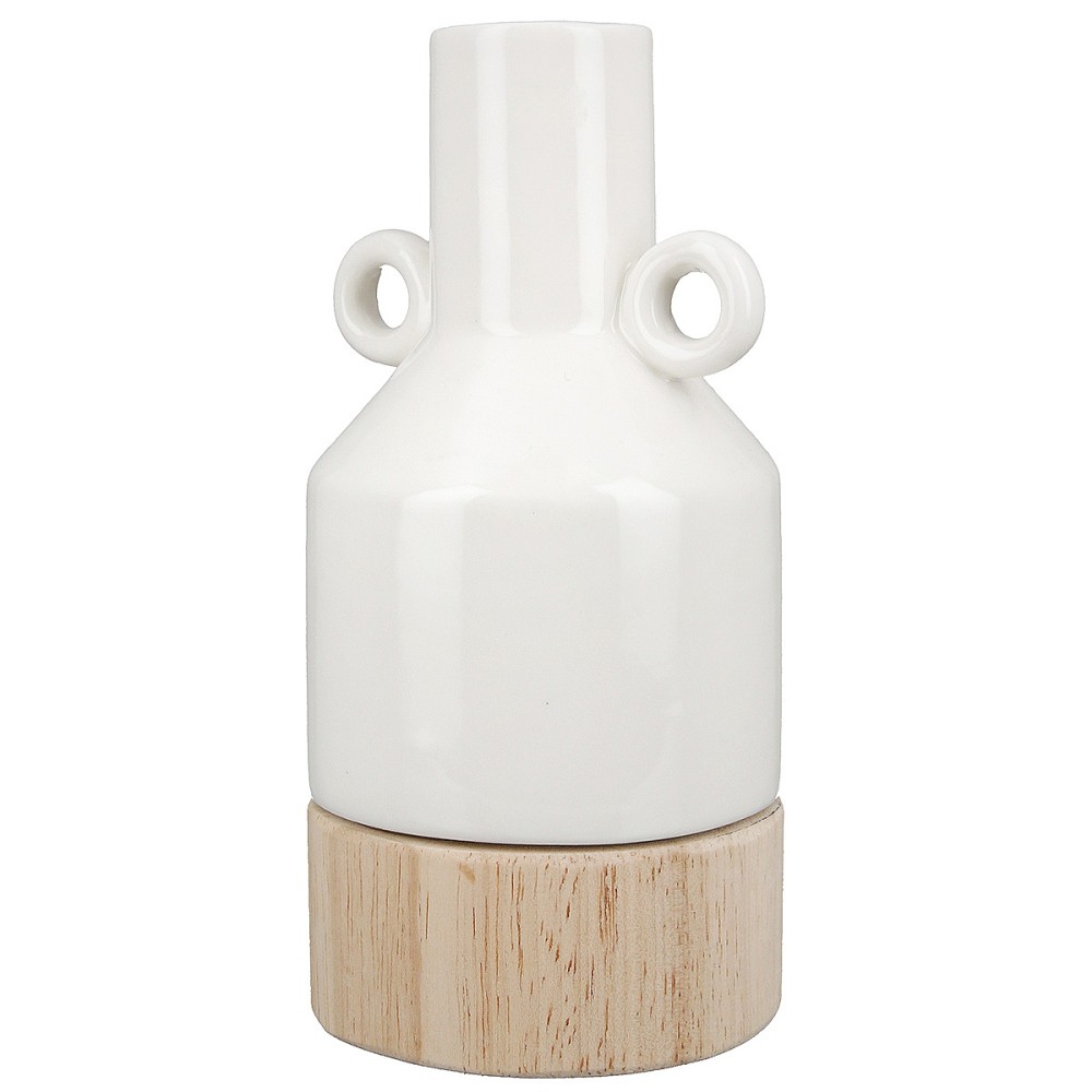 Βάζο ArteLibre Λευκό/Φυσικό Πορσελάνη/Ξύλο 8x8.5x16.5cm Βάζο ArteLibre Λευκό/Φυσικό Πορσελάνη/Ξύλο 8x8.5x16.5cm