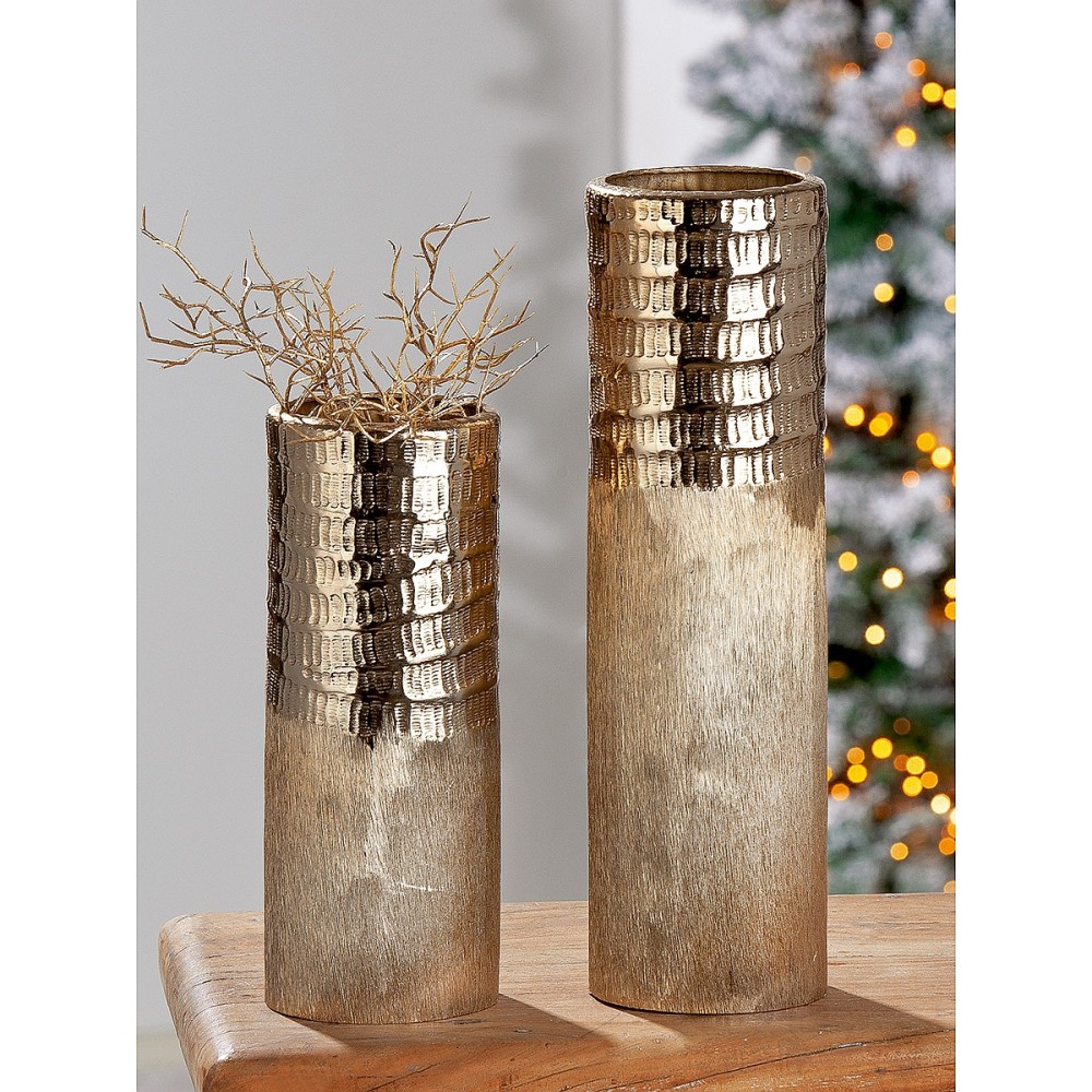 Βάζο ArteLibre Αντικέ Χρυσό Αλουμίνιο 35.5cm Βάζο ArteLibre Αντικέ Χρυσό Αλουμίνιο 35.5cm