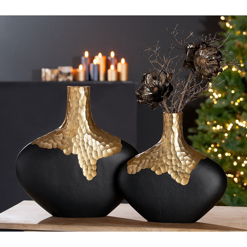 Βάζο ArteLibre Χρυσό/Μαύρο Αλουμίνιο 5x30x30cm Βάζο ArteLibre Χρυσό/Μαύρο Αλουμίνιο 5x30x30cm