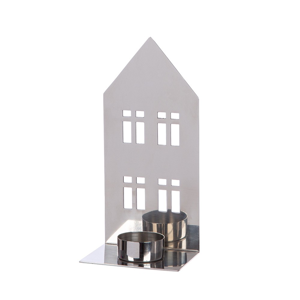 Κηροπήγιο Σπιτάκι 'Casita' Ατσάλι Ασημί 7x9.5x20cm