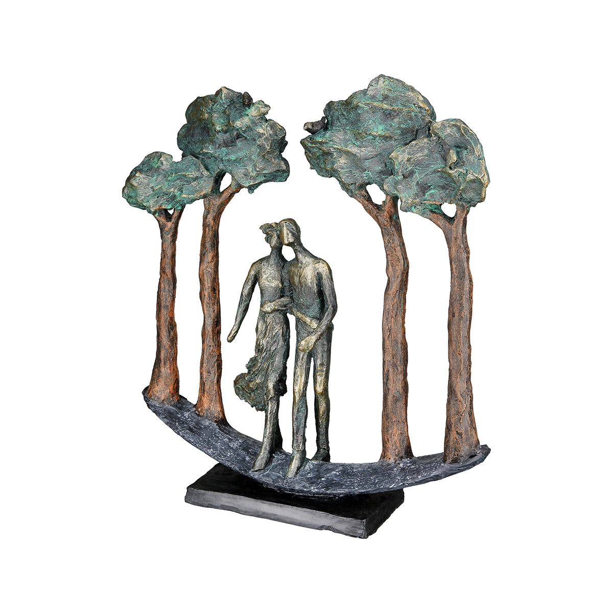 Γλυπτό 'Under Trees' Ζευγάρι Μοτίβο Πολυρεζίνη Μπρονζέ 7x29x30cm