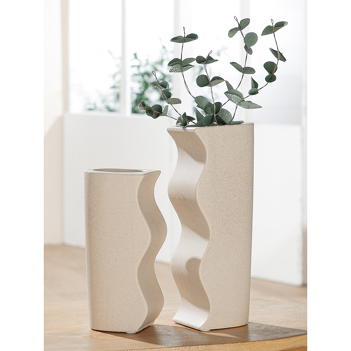 Βάζο ArteLibre Μπεζ Κεραμικό 18.2x8x25.5cm 2Τμχ