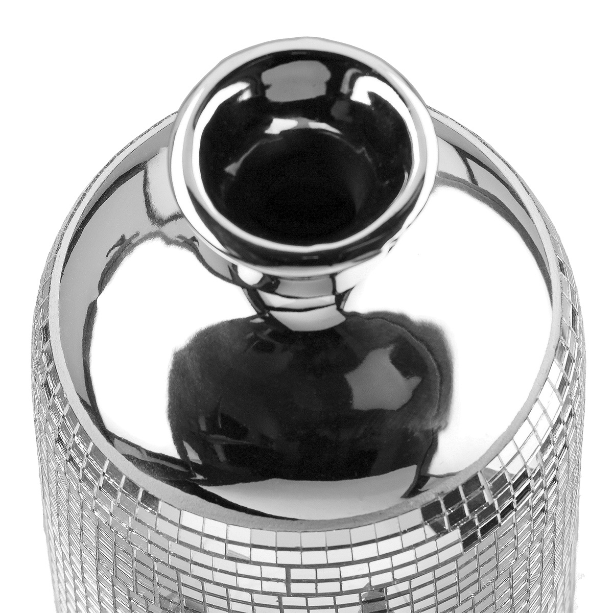 Βάζο Κολάρο 'Disco' Κεραμικό Ασημί 24x11.5cm