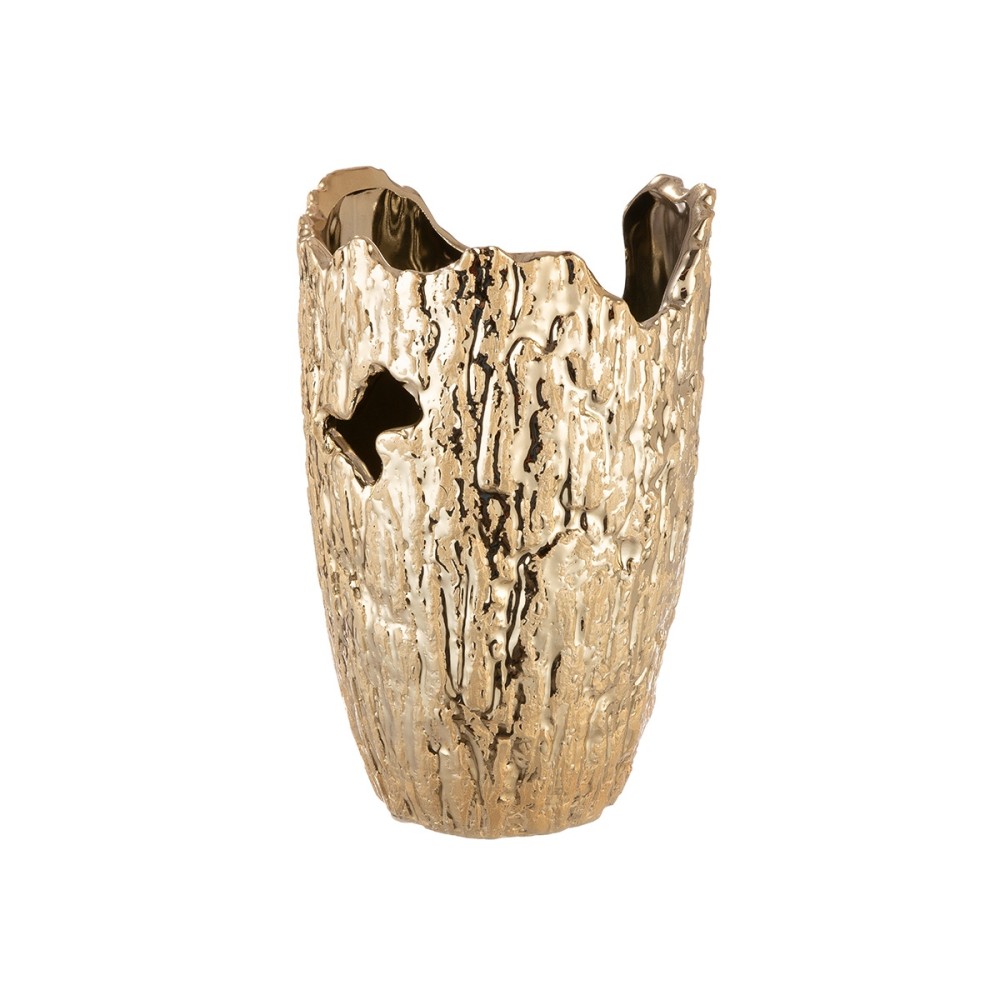 Βάζο Κωνικό 'Crepa' Κεραμικό Χρυσό 22x14cm