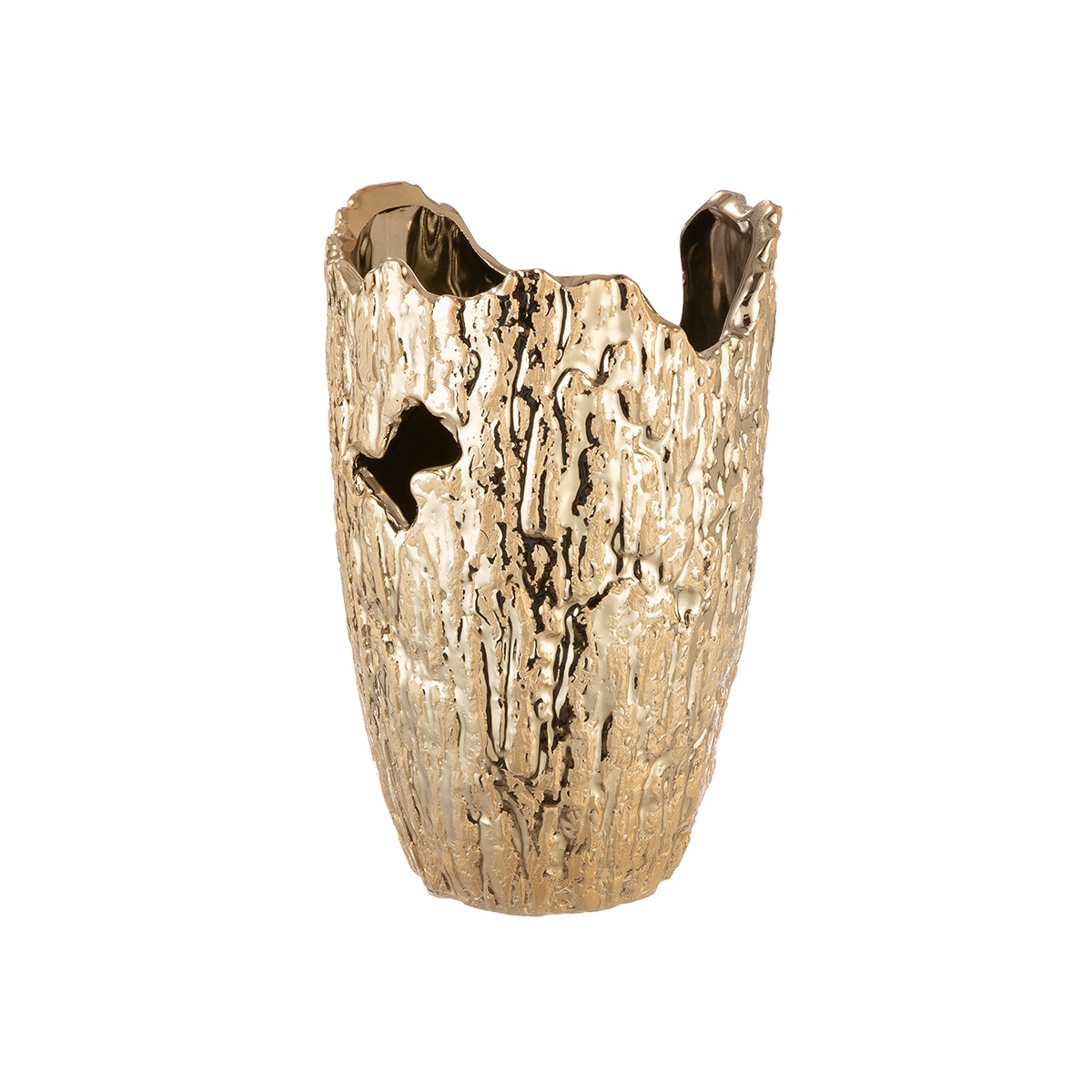 Βάζο Κωνικό 'Crepa' Κεραμικό Χρυσό 22x14cm