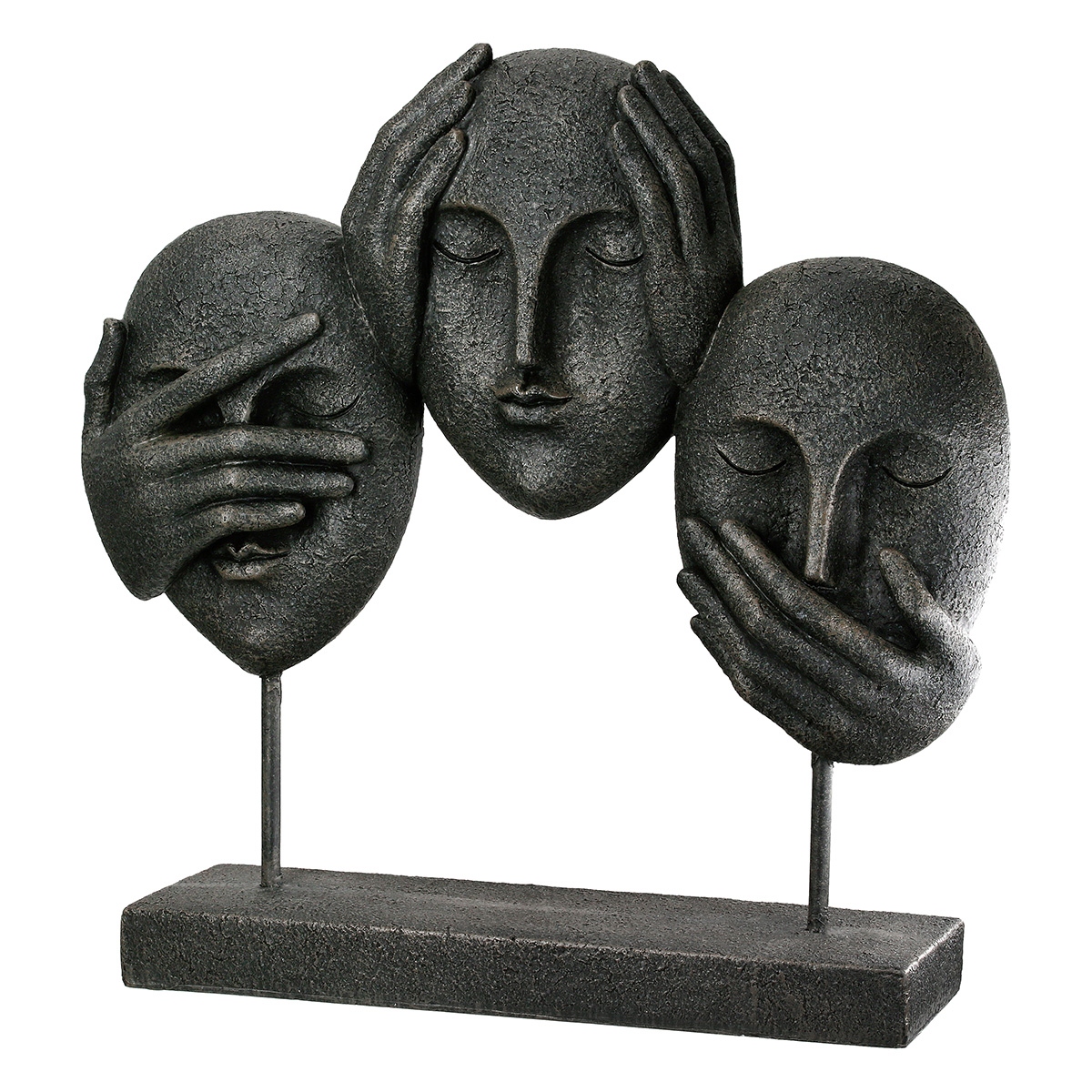 Γλυπτό Πρόσωπο '3 Faces' Πολυρεζίνη Μαύρο 8.5x30x29.5cm