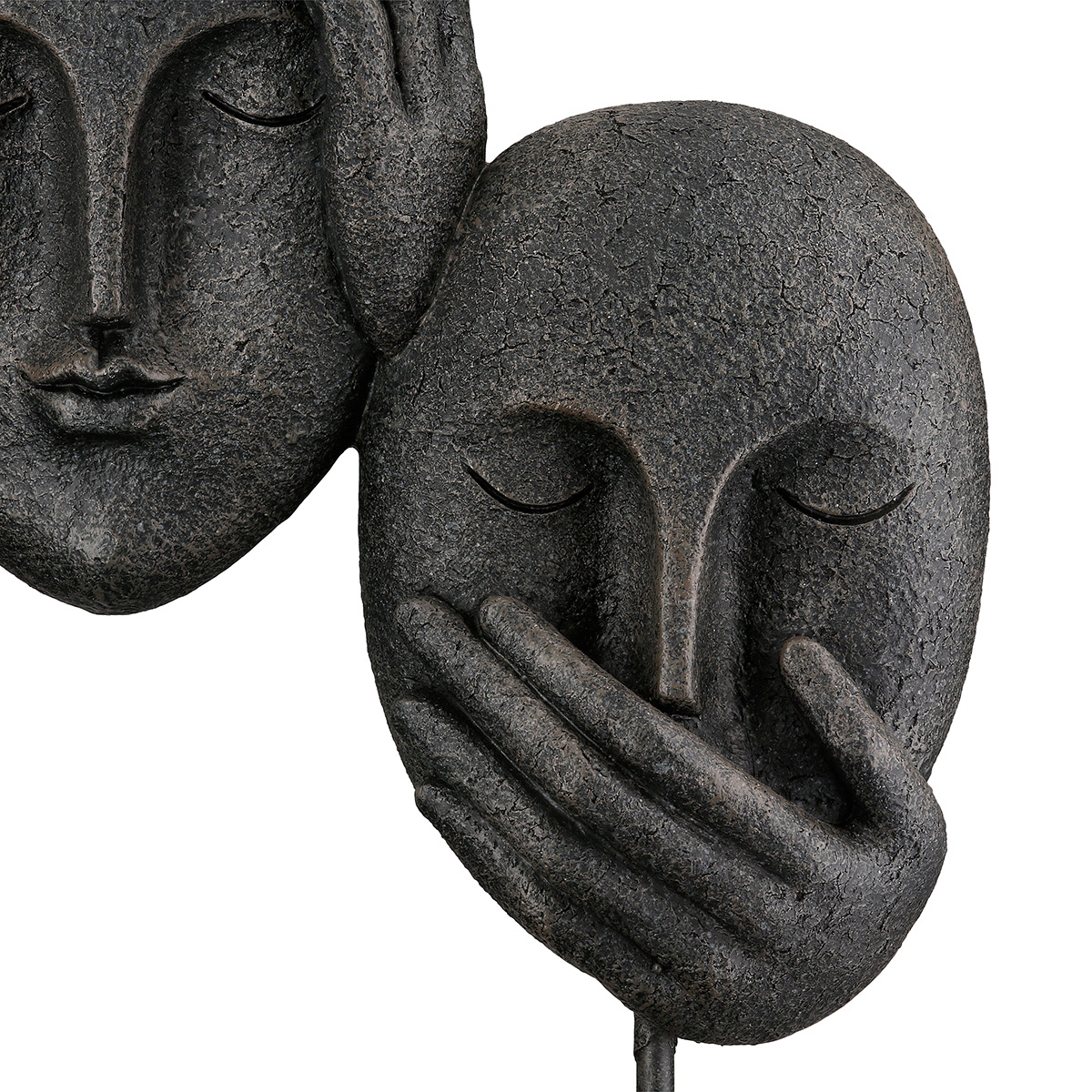 Γλυπτό Πρόσωπο '3 Faces' Πολυρεζίνη Μαύρο 8.5x30x29.5cm