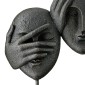 Γλυπτό Πρόσωπο '3 Faces' Πολυρεζίνη Μαύρο 8.5x30x29.5cm