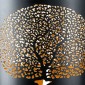 Φανάρι Καταιγίδας Cylindrical "Solitary Tree" Δέντρο Motif Μέταλλο Μαύρο Χρυσό PU 14x10x15cm
