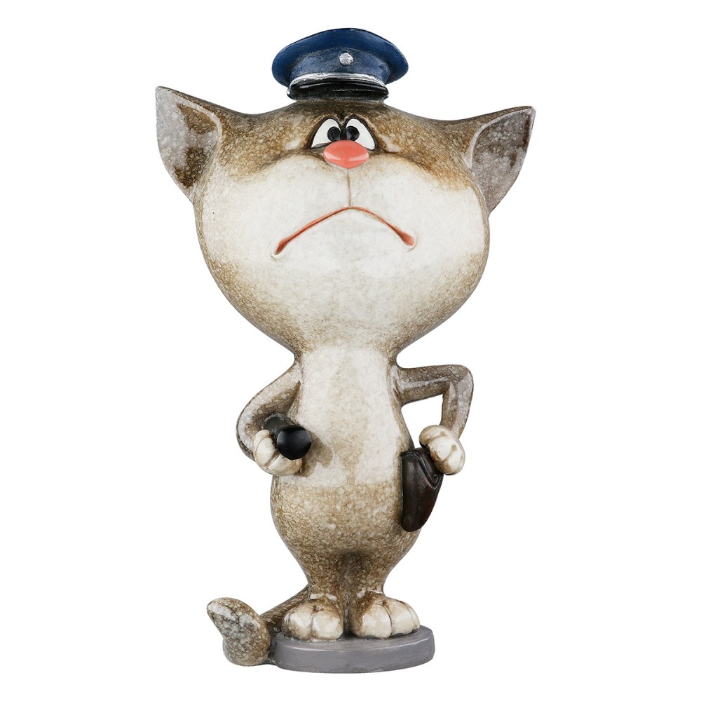 Φιγούρα Γάτα 'Policeman' Πολυ Γκρι 6x8x13.5cm