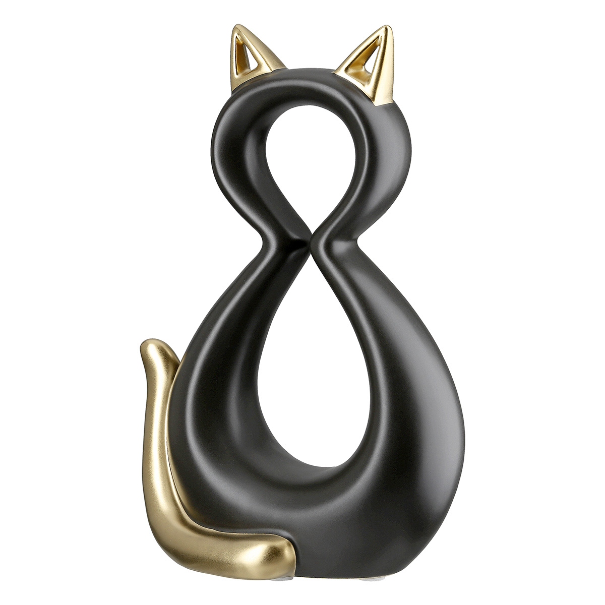 Φιγούρα Γάτα 'Catty' Κεραμικό Μαύρο/Χρυσό 6x11x17cm