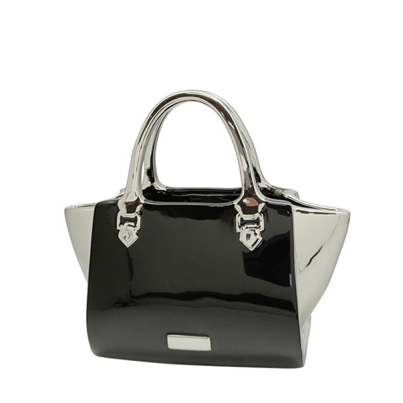 Βάζο Handbag "Milan" Κεραμικό Μαύρο PU 28x13x25cm Βάζο Handbag "Milan" Κεραμικό Μαύρο PU 28x13x25cm