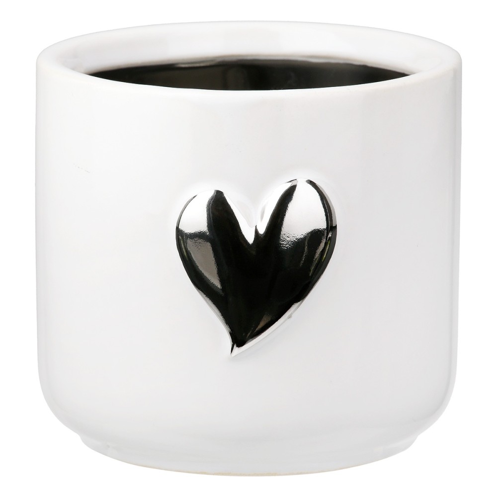 Planter Heart Motif Κεραμικό Λευκό D8X9Cm D8X9Cm
