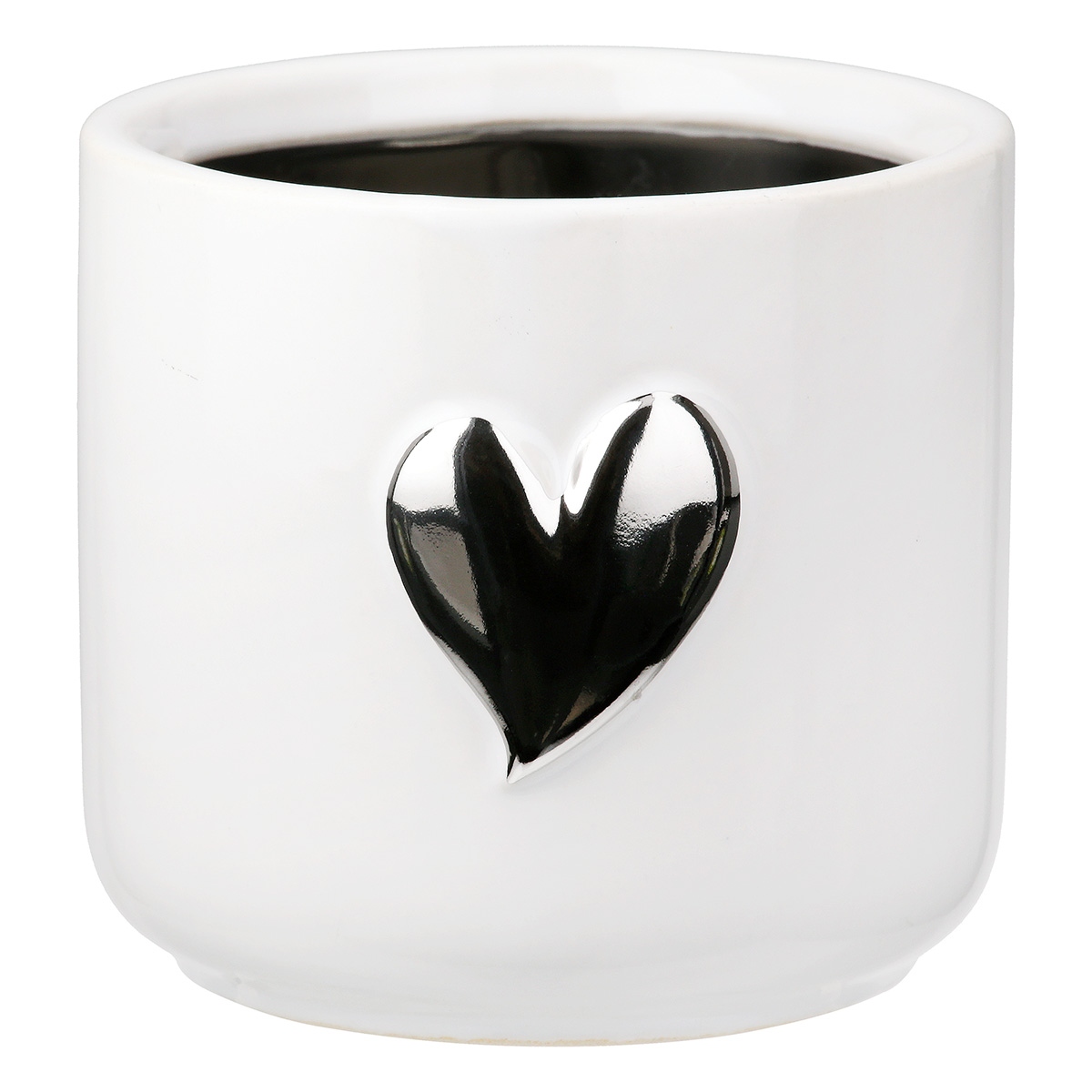 Planter Heart Motif Κεραμικό Λευκό D8X9Cm D8X9Cm