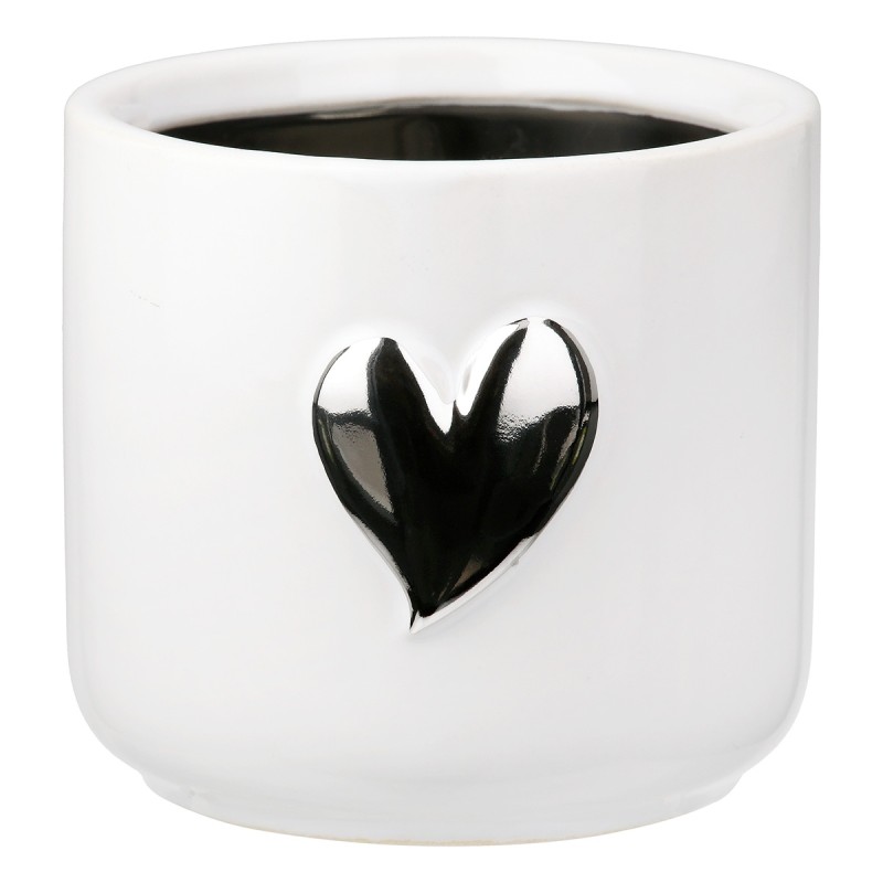 Planter Heart Motif Κεραμικό Λευκό D8X9Cm D8X9Cm