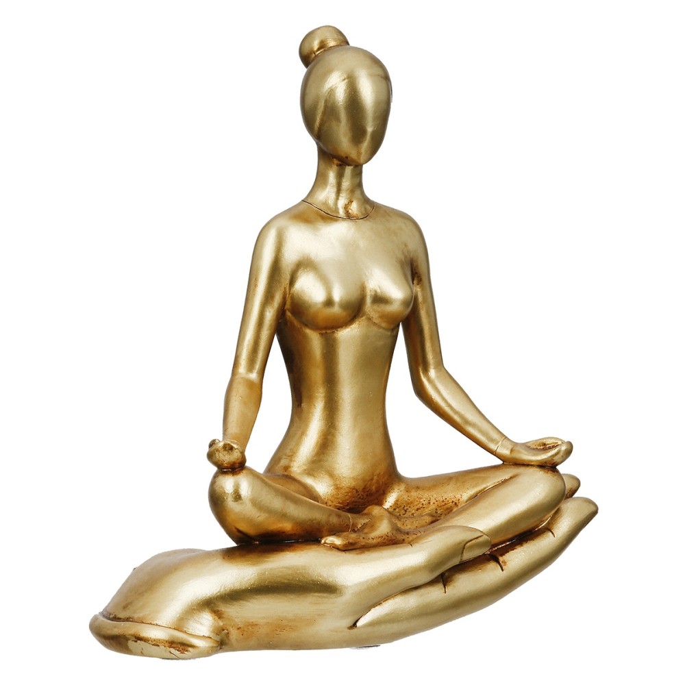 Figure Yoga Motif Συνθετική Ρητίνη Χρυσού Χρυσού Ποικιλία 3 φορές 16X8X21Cm 16X8X21Cm