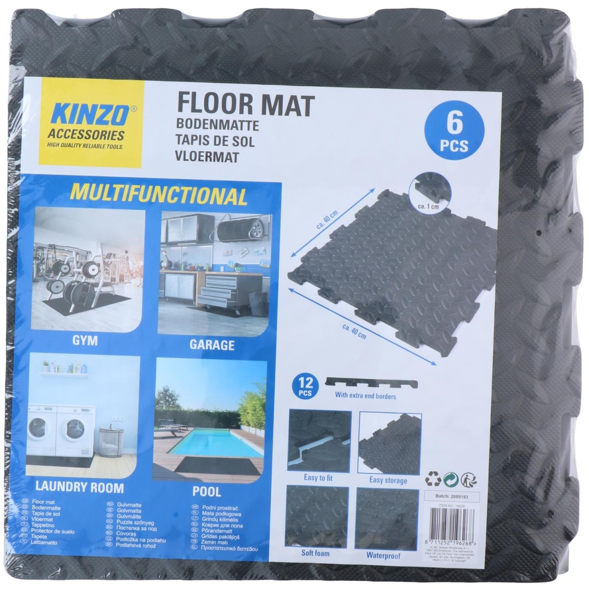 Σετ Δαπέδου 40x40x1cm 700g 6Τμχ KINZO