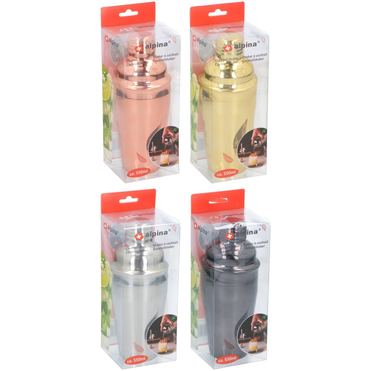 Shaker Για Κοκτέιλ 550ml Σε 4 Χρώματα ALPINA