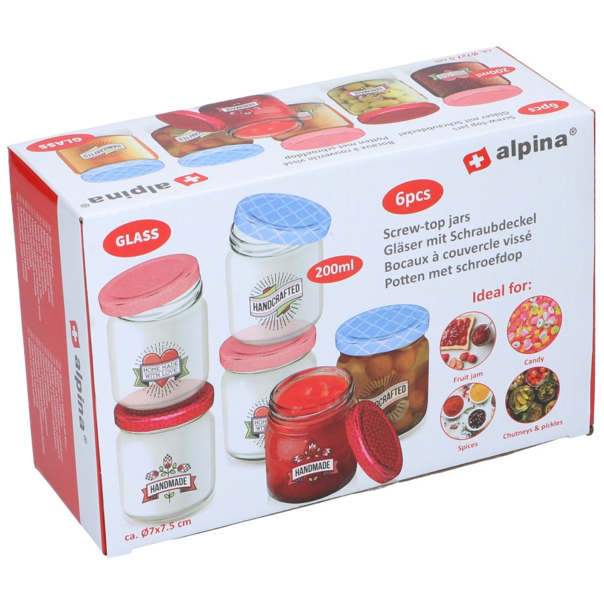 Βάζα με Βιδωτό Καπάκι 200ml 6Τμχ 6 Σχέδια ALPINA