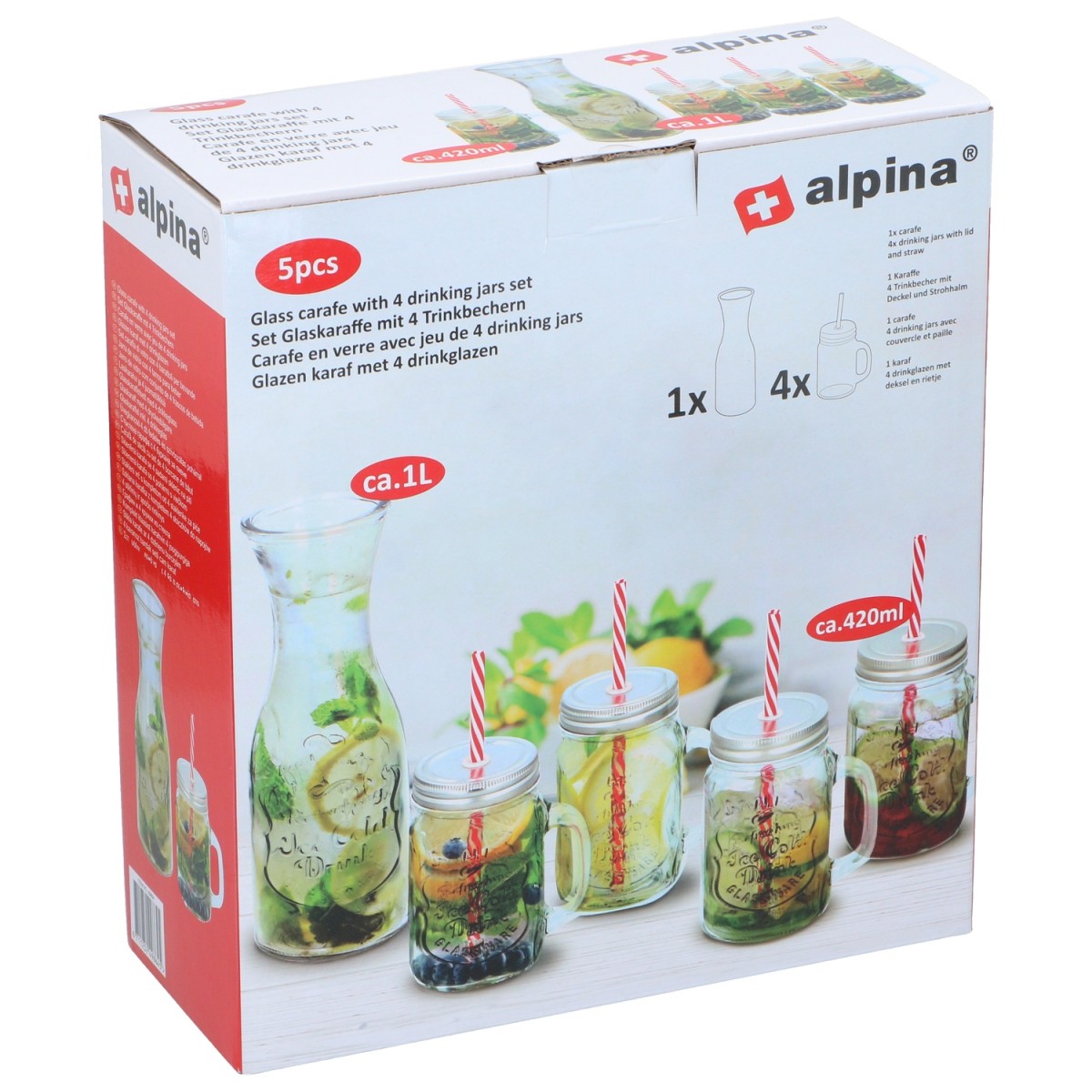 Σετ Καράφα 1L και Ποτήρια 420ml 4Τμχ ALPINA