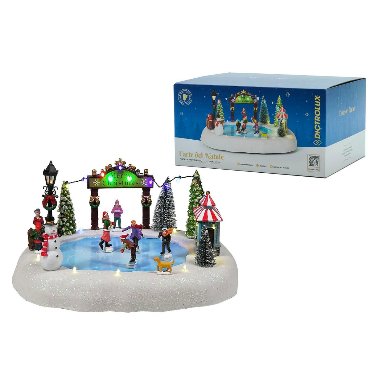 Χριστουγεννιάτικο Σκηνικό Παγοδρόμιο Με Κίνηση Και Φως 17x32x24cm
