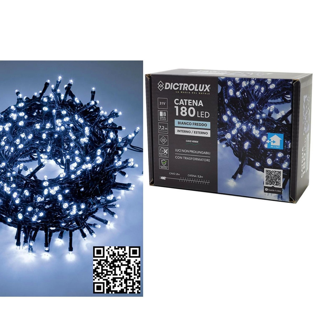 180 LED Εσωτ. & Εξωτ. Χώρου Με 8 Προγράμματα Και Μετασχηματιστή Ψυχρό Λευκό Φως Πράσινο Καλώδιο Μη Επεκτεινόμενο IP44 31