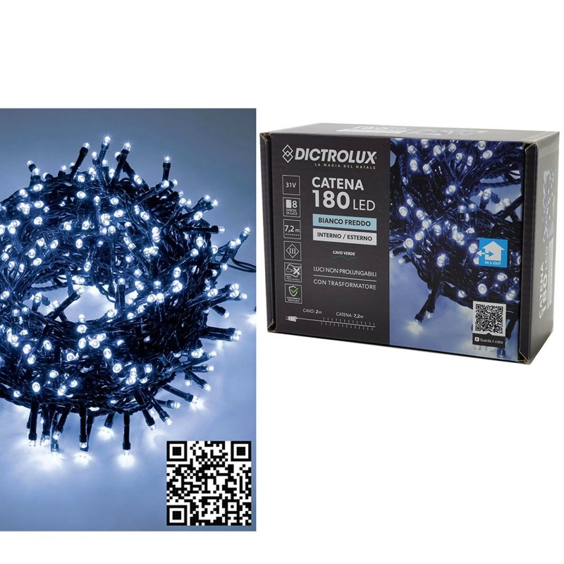 180 LED Εσωτ. & Εξωτ. Χώρου Με 8 Προγράμματα Και Μετασχηματιστή Ψυχρό Λευκό Φως Πράσινο Καλώδιο Μη Επεκτεινόμενο IP44 31