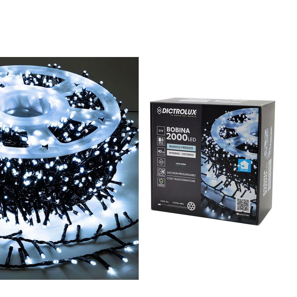 2000 LED Εσωτ. & Εξωτ. Χώρου Με 8 Προγράμματα Και Μετασχηματιστή Ψυχρό Λευκό Φως Πράσινο Καλώδιο Μη Επεκτεινόμενο IP44 3
