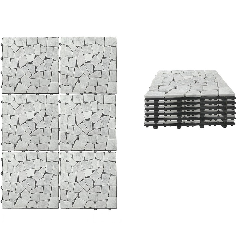 Σετ Πλακίδια Πέτρα Λευκό 30.5x30.5x2cm 6Τμχ