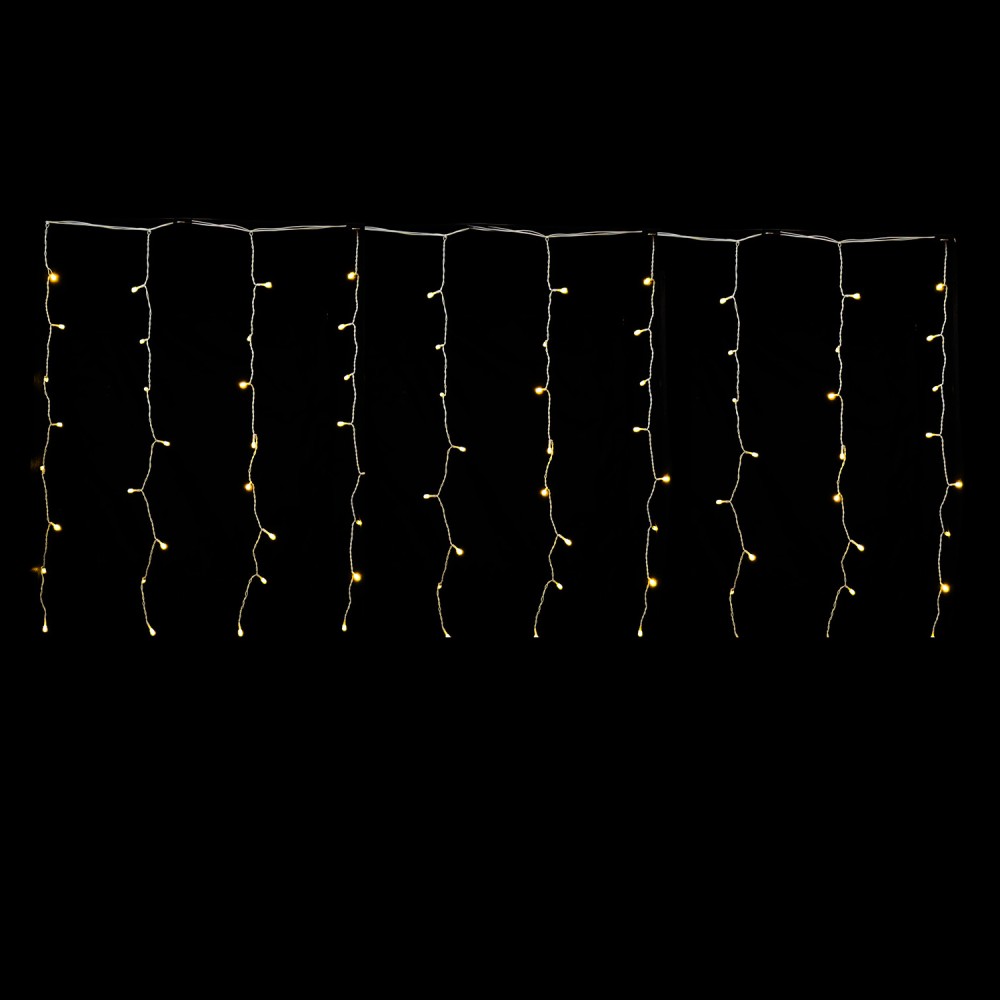 80 LED Κουρτίνα Εξωτερικού Χώρου Θερμό Λευκό Φως Διάφανο Καλώδιο 2x1m