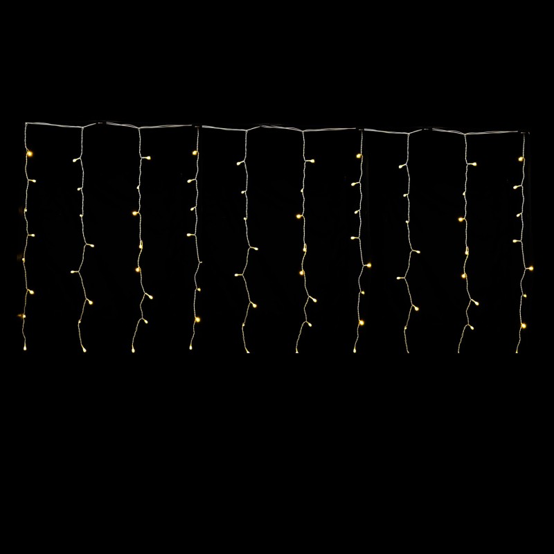 80 LED Κουρτίνα Εξωτερικού Χώρου Θερμό Λευκό Φως Διάφανο Καλώδιο 2x1m