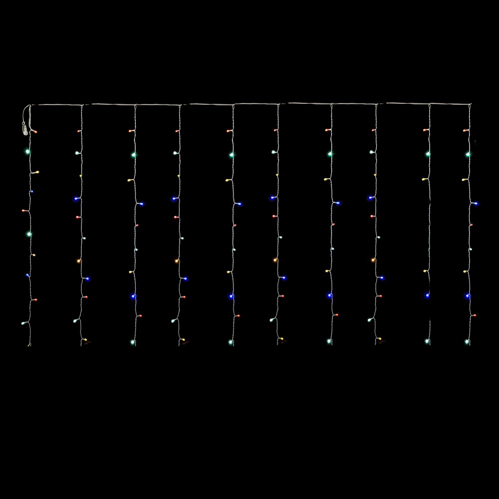 80 LED Κουρτίνα Εξωτερικού Χώρου Πολύχρωμο Φως Διάφανο Καλώδιο 2x1m
