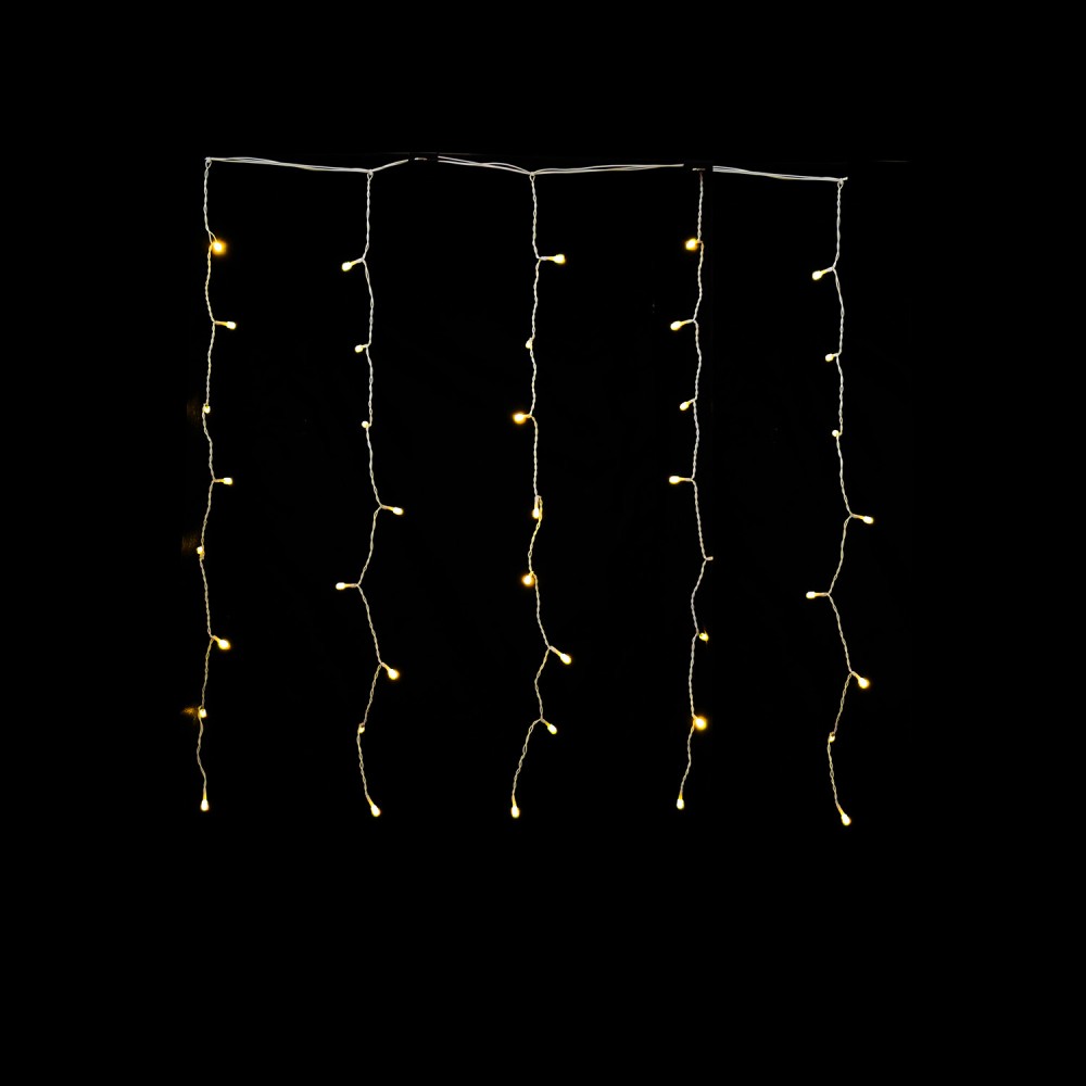 120 LED Κουρτίνα Εξωτερικού Χώρου Θερμό Λευκό Φως Διάφανο Καλώδιο 1x3m