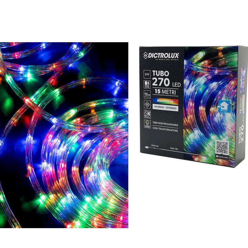 Φωτοσωλήνας 270 LED Εσωτ. & Εξωτ. Χώρου Με 8 Προγράμματα Και Μετασχηματιστή Πολύχρωμο Φως Μη Επεκτεινόμενο IP44 31V 15+3