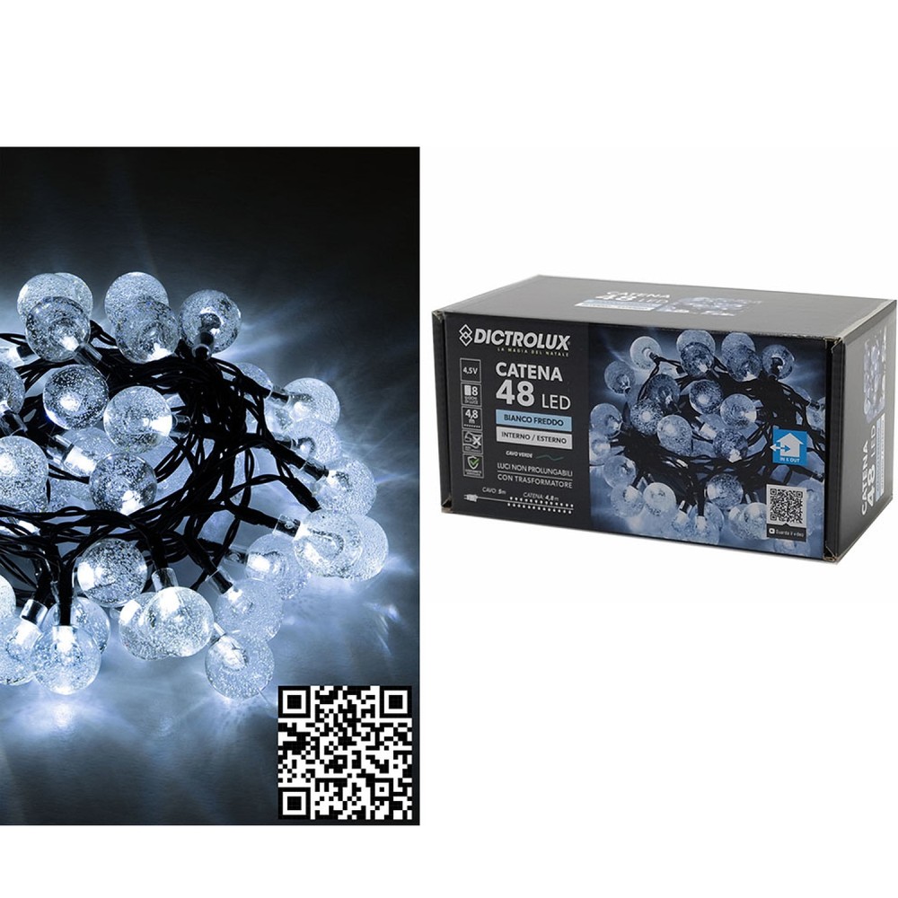 48 LED Εσωτ. & Εξωτ. Χώρου Με 8 Προγράμματα Και Μετασχηματιστή Ψυχρό Λευκό Φως Πράσινο Καλώδιο Μη Επεκτεινόμενο Μπαταρία